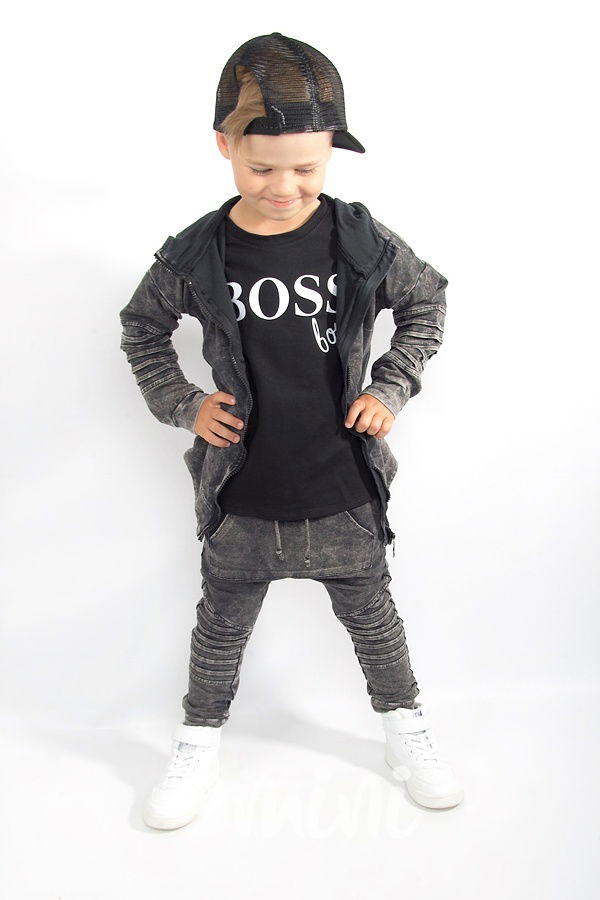 Acid wash biker mikina black