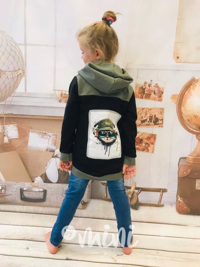 Cool cat dlouhá mikina black/khaki
