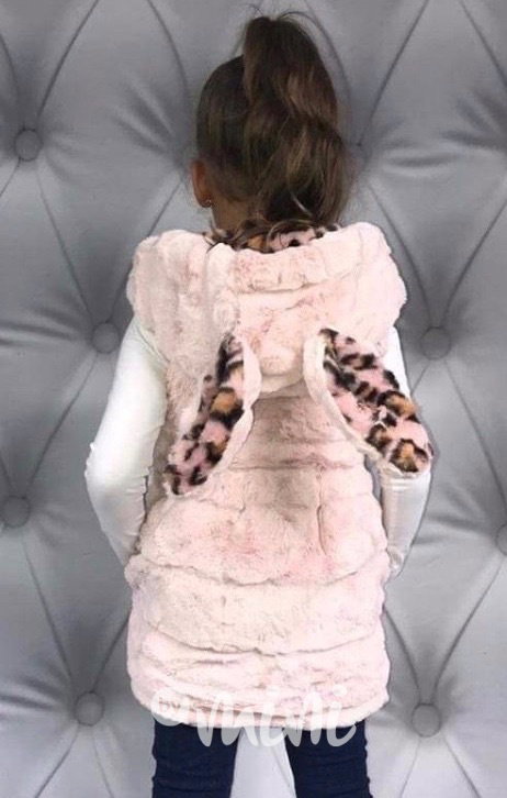 Chlupatá vesta dívčí růžová 