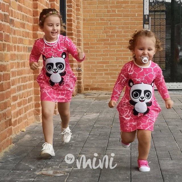 Dívčí tunika panda mramor pink