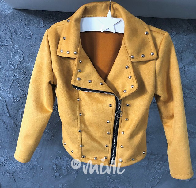 Dívčí mustard zdobená bunda - křivák