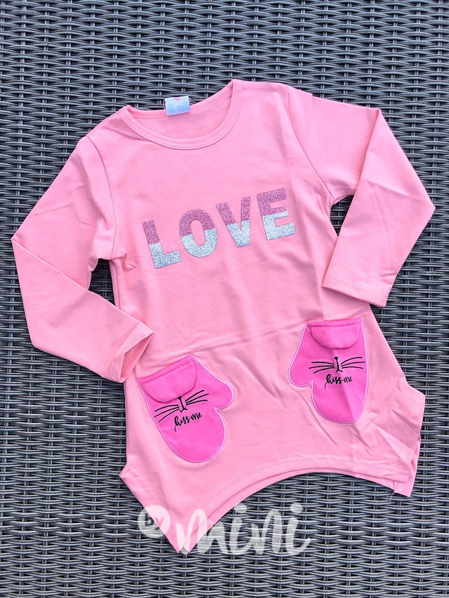LOVE atypická tunika růžová