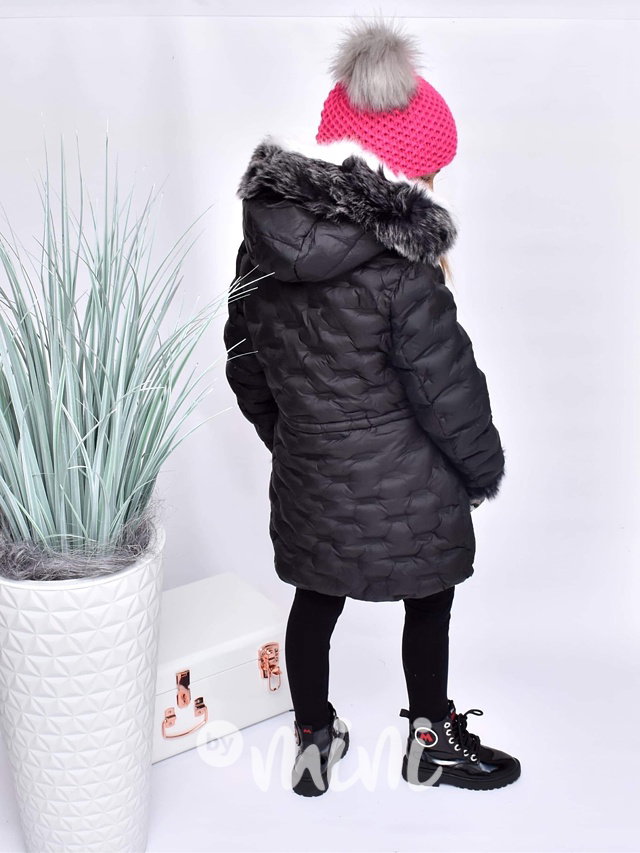 Zimní černý dětský kabátek s odepínatelnými palčáky