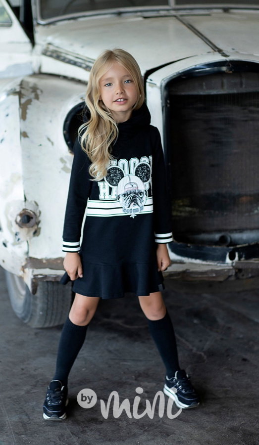 Sporty hoodie dress black Skladem ByMini.cz