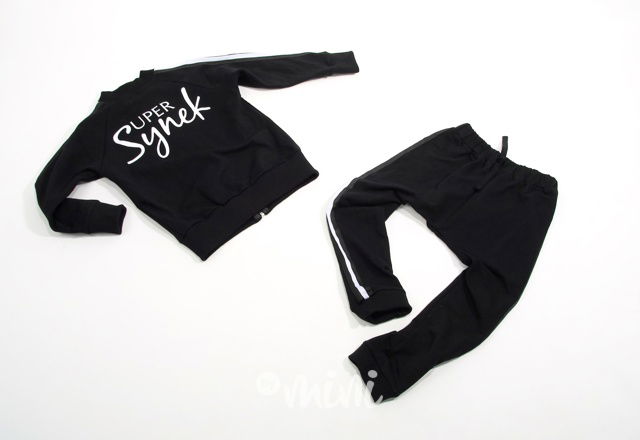 Super synek lampas set černý - mikina + baggy