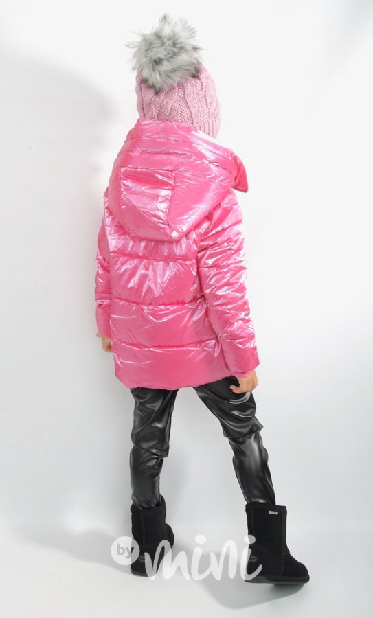 Metallic pink zimní dívčí bunda