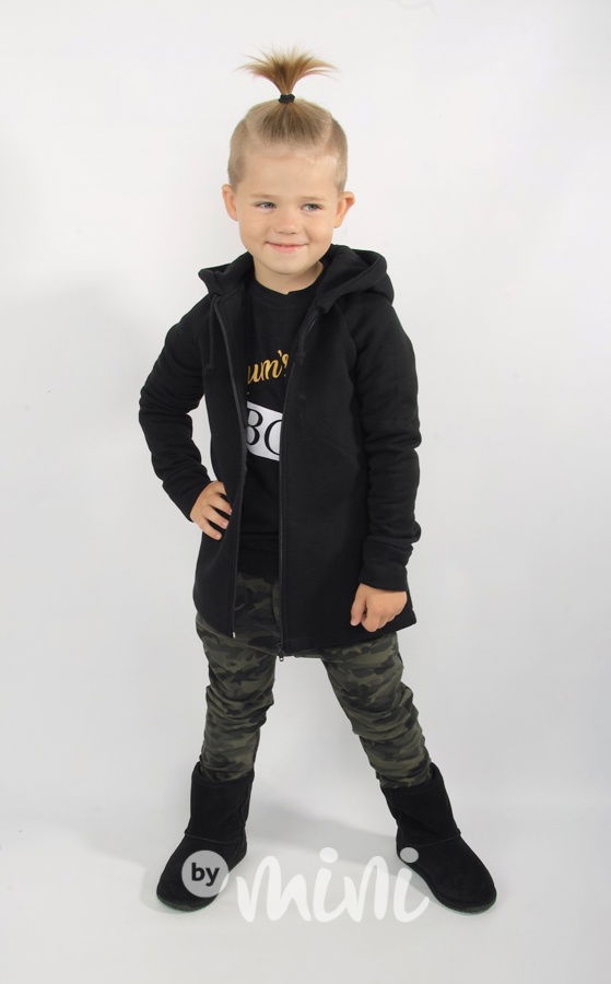 Mum's boss - vyteplená dlouhá mikina černá