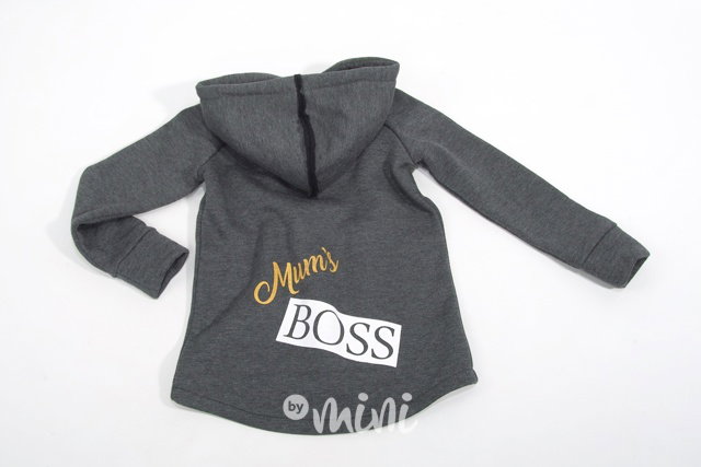 Mum's boss - vyteplená dlouhá mikina grafit