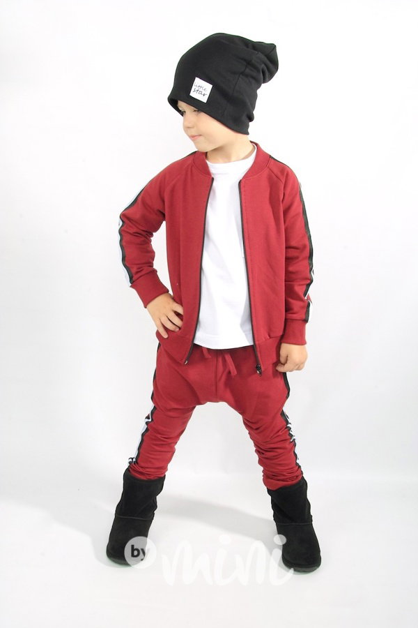 Super synek lampas set bordo - mikina + baggy