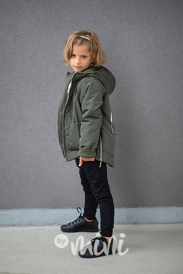 *Premium* Urban street style dívčí bunda se zipy khaki