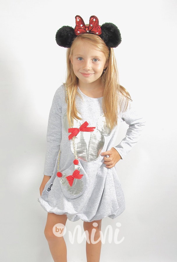 Balonové šaty Minnie grey + kabelka