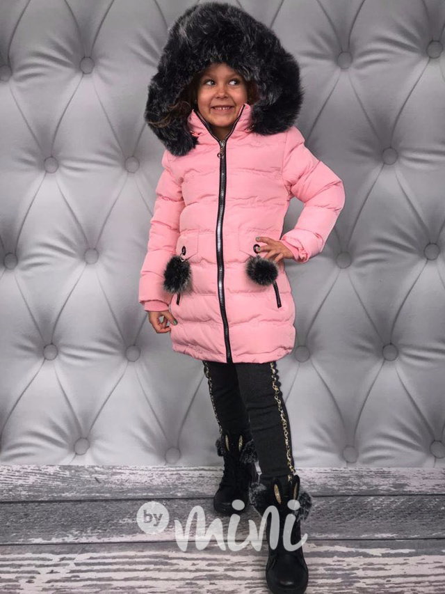 Dívčí baby pink zimní kabátek