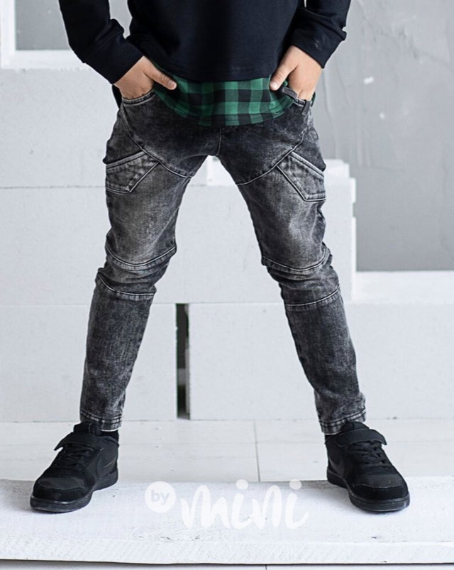 Dark jeans tepláčky s prošitím