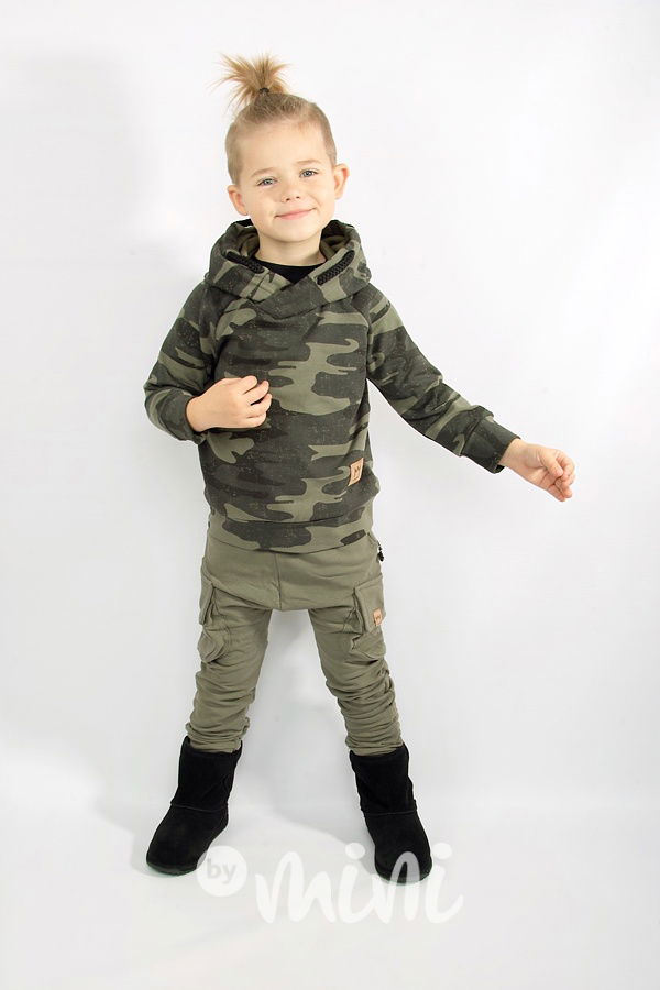 Zateplené khaki baggy kapsáče zip