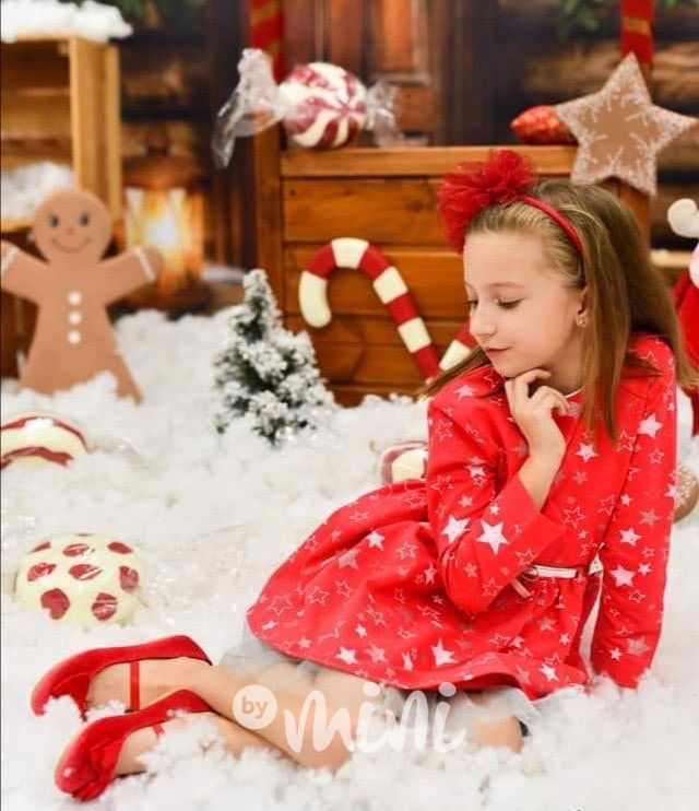 Xmas stars dívčí šaty červené