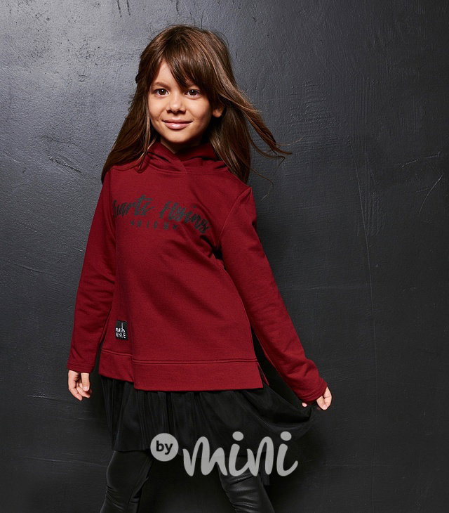 *Premium* Hearts hoodie dress burgund - dívčí vínová mikina