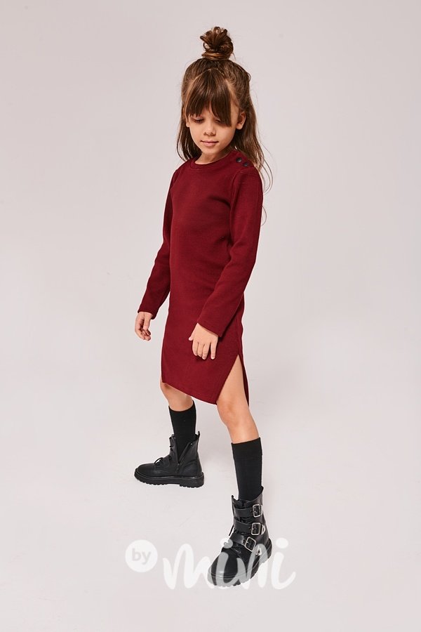 *Premium* knitted dress burgund - dívčí pletené šaty