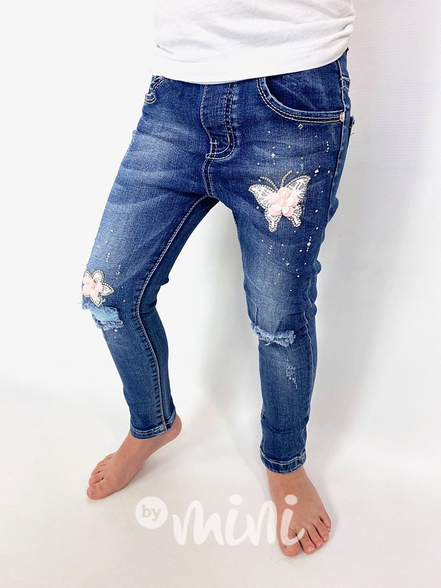 Stretch  dark jeans jegginy butterfly