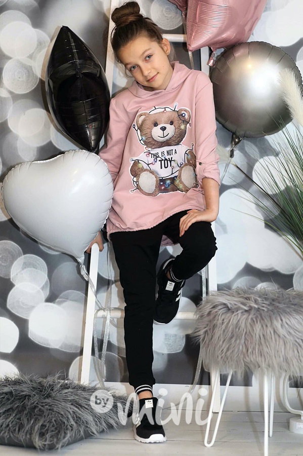 Pink bear hoodie mikina