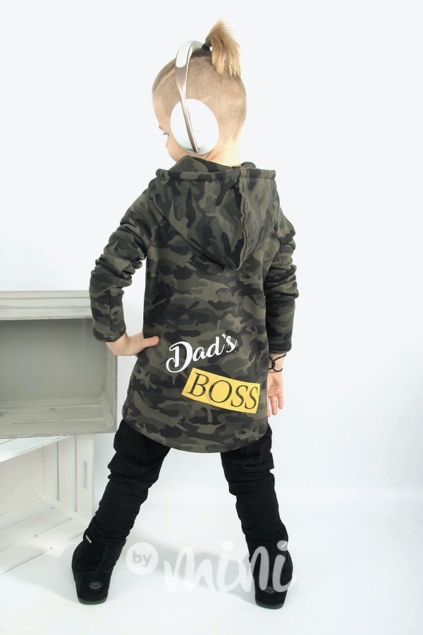 Dad's boss - vyteplená dlouhá mikina army