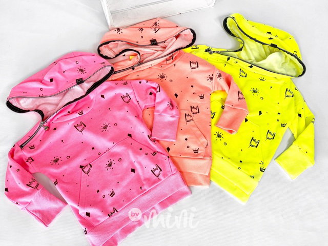 Neon hoodie MIMI dětská mikina - růžová
