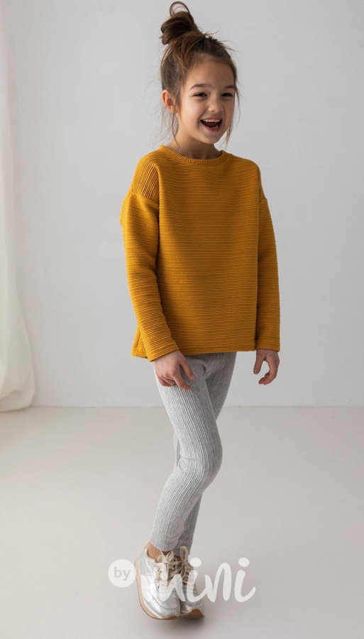 Mustard/Grey - žebrovaná souprava Lily