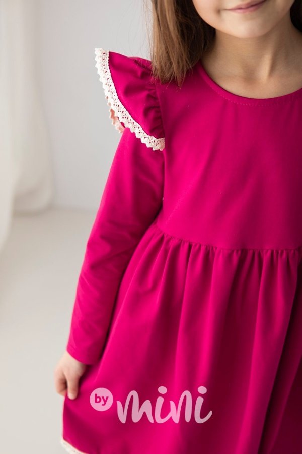 Romantic dívčí šaty - amarant