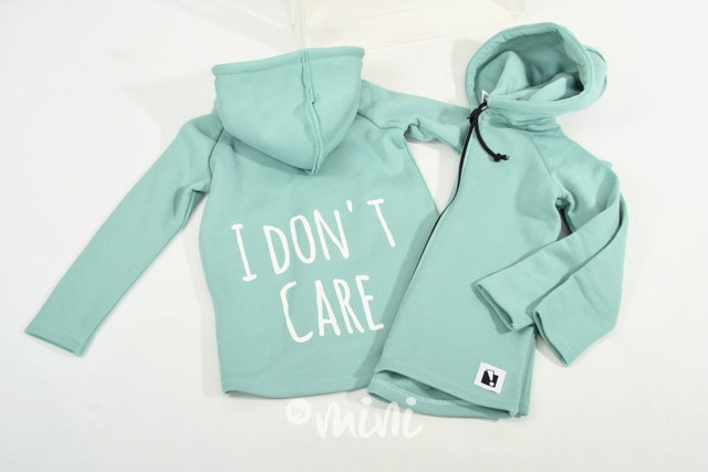 Don't care - vyteplená dlouhá mikina mint