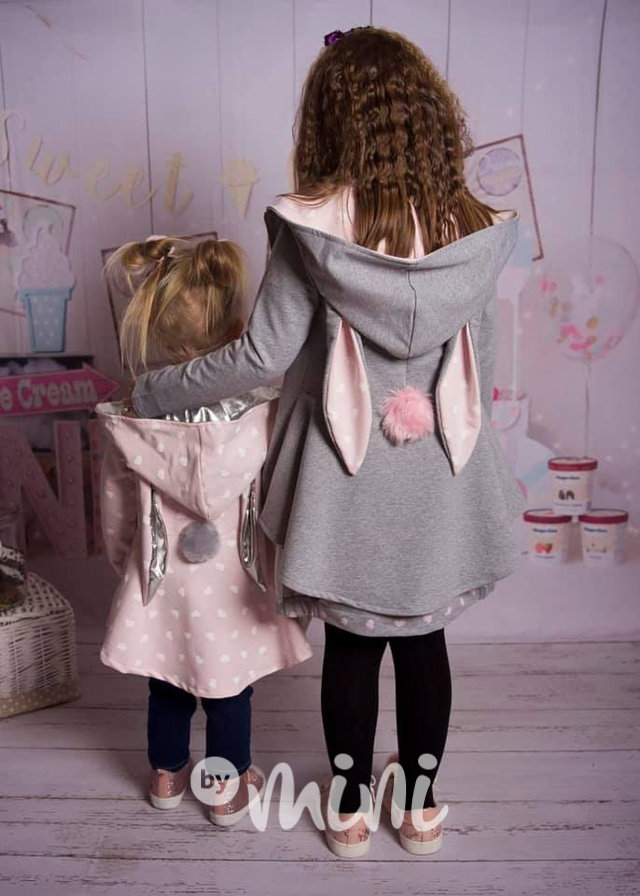 Bunny mikina růžová - srdíčka