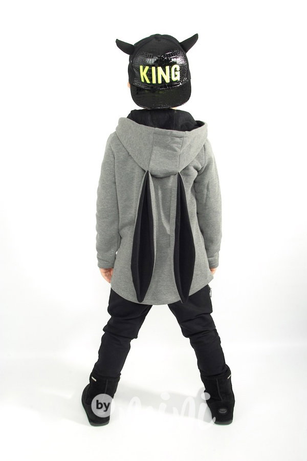 *HIT*  long chlapecká mikina ouška - šedá ByMini