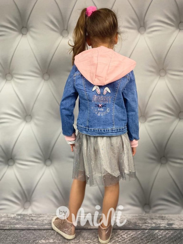 Rabbit jeans bunda s kapucí - pink