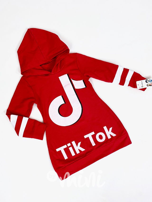 Tik Tok tunika s kapucí - červená