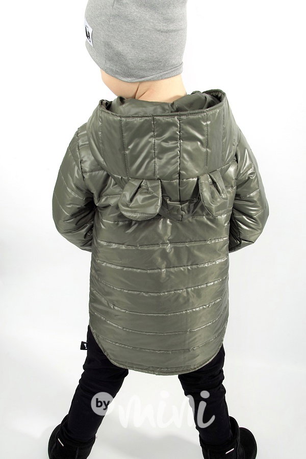 Jarní prošívaná long bunda ouška - khaki