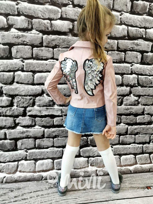 Dětská dívčí růžová bunda s křídly flitry by mini