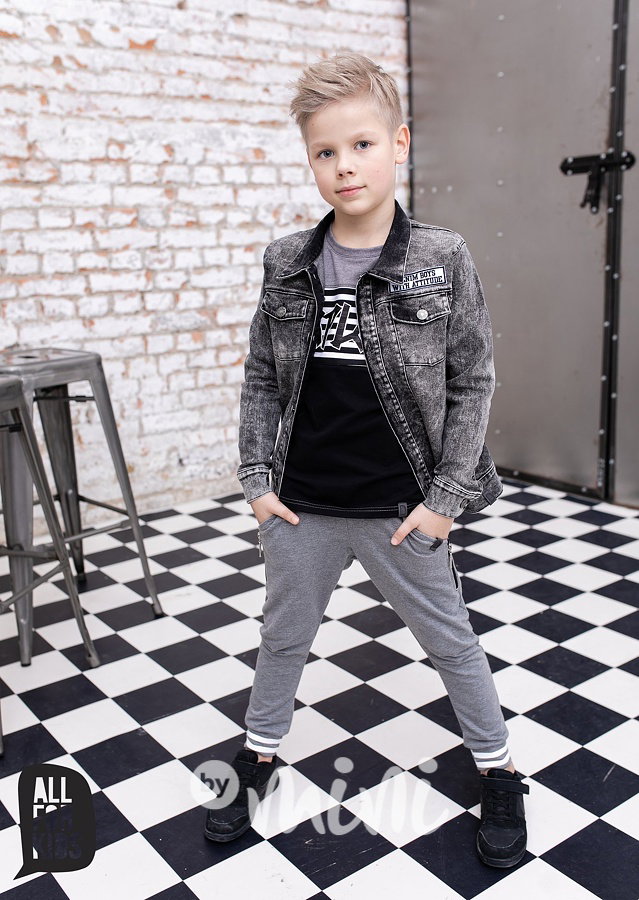 Šedé tepláky se zipy a náplety