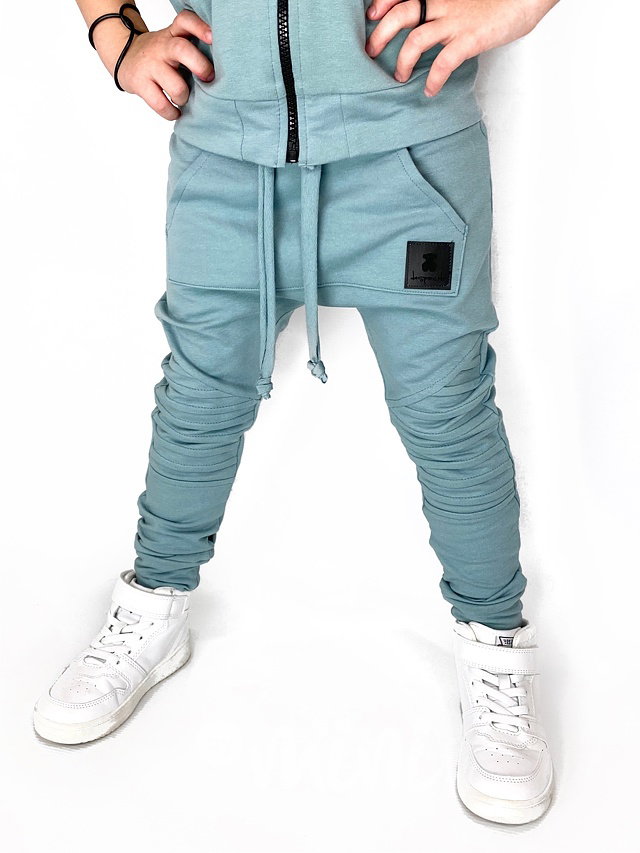 Biker slim baggy s prošitím - cool mint