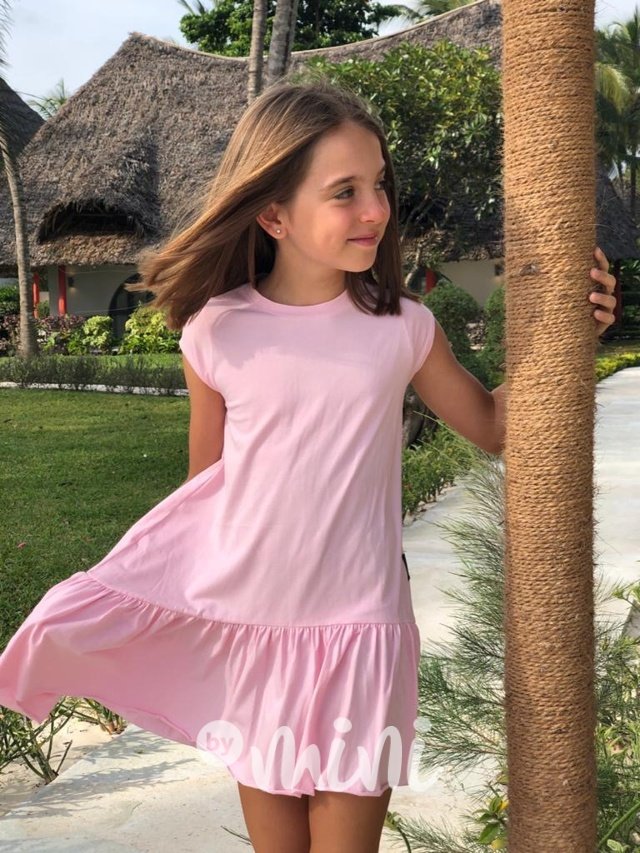 Bavlněné dětské růžové šaty