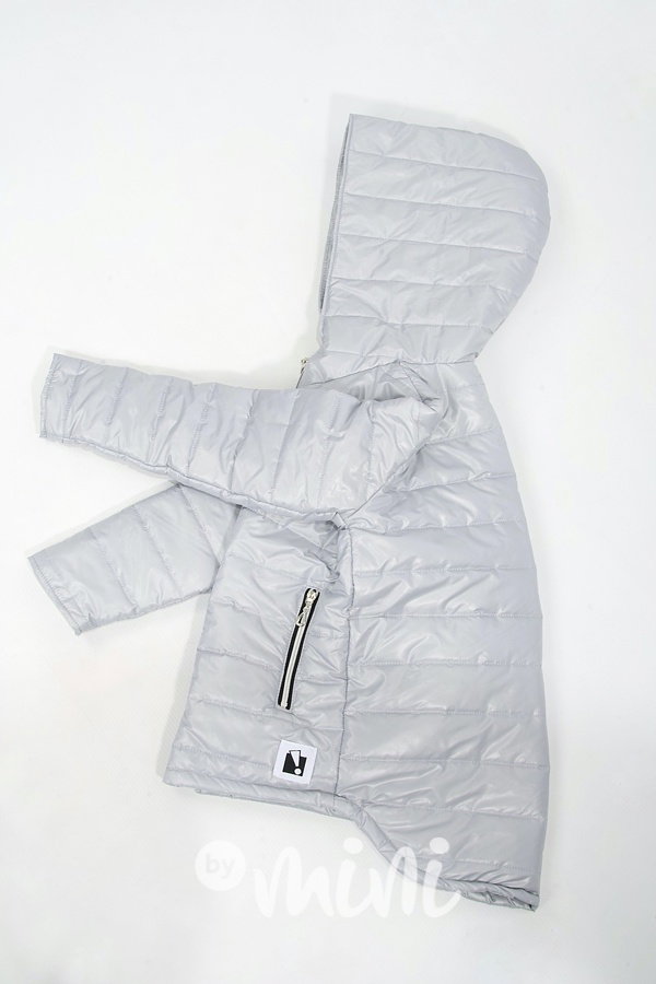 Jarní prošívaná long bunda - silvergrey