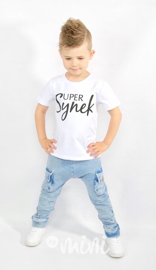 Chlapecké bílé triko s nápisem Super synek 