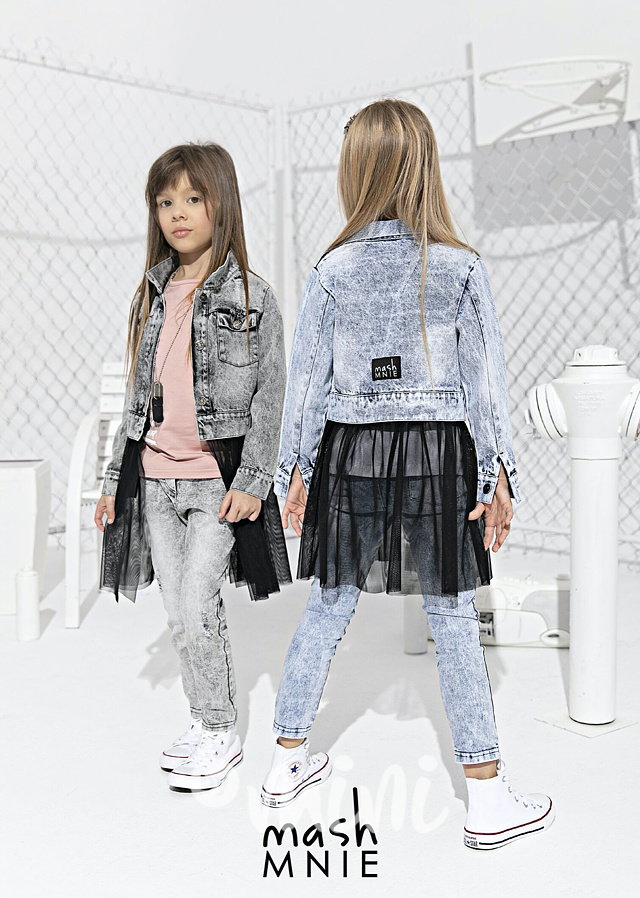 Jeans bunda s odnímatelným tylem black *Premium*
