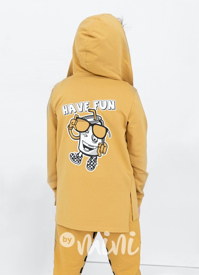HAVE FUN long mikina mustard