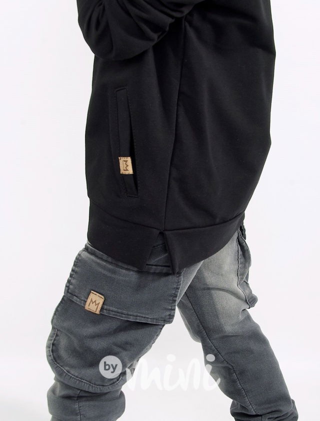 Long černá chlapecká mikina