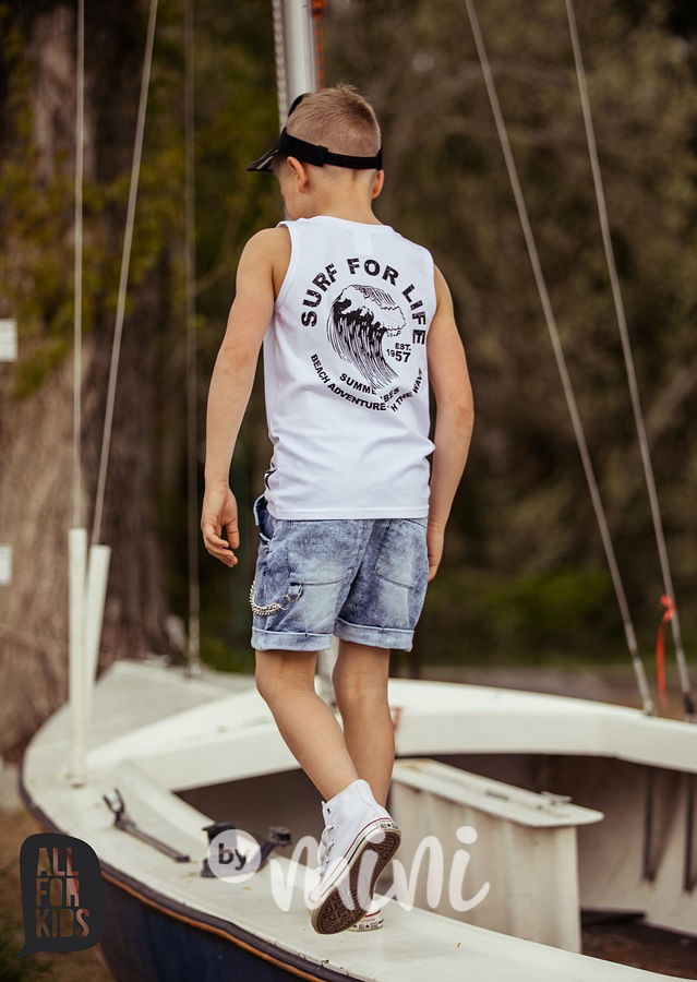 TOP - kraťasy soft jeans s řetězem- ice blue