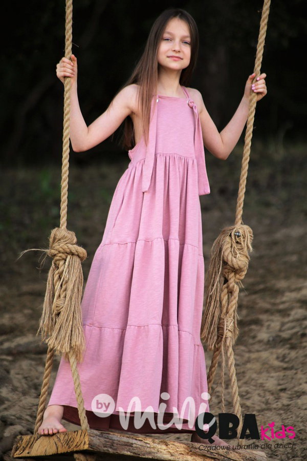Maxi letní šaty pudder pink