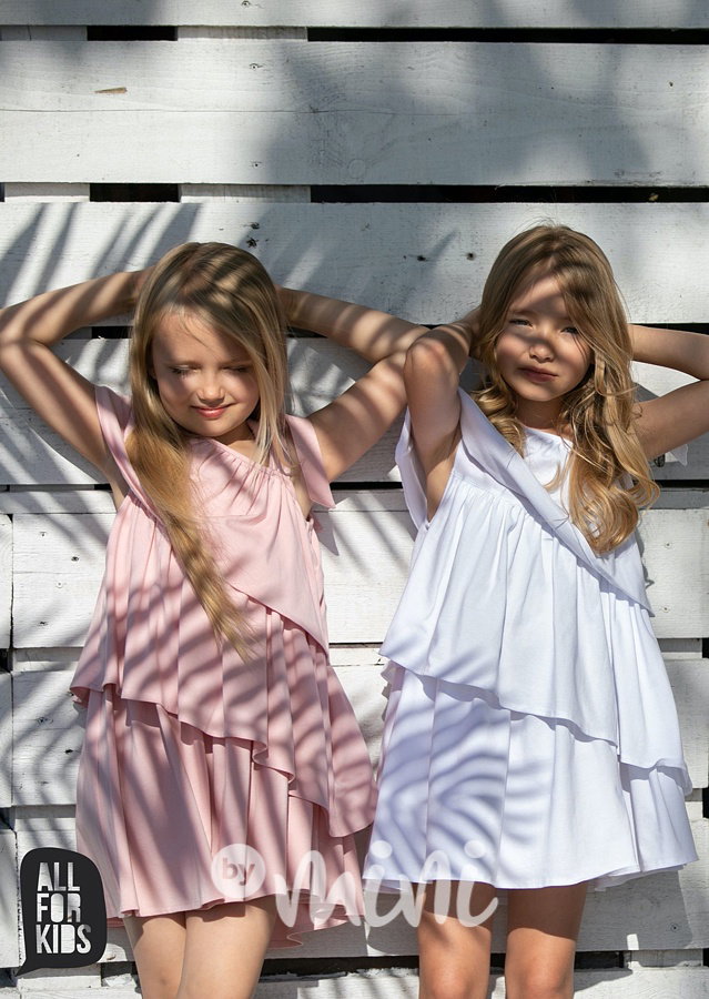 Boho frill letní šaty - bílé