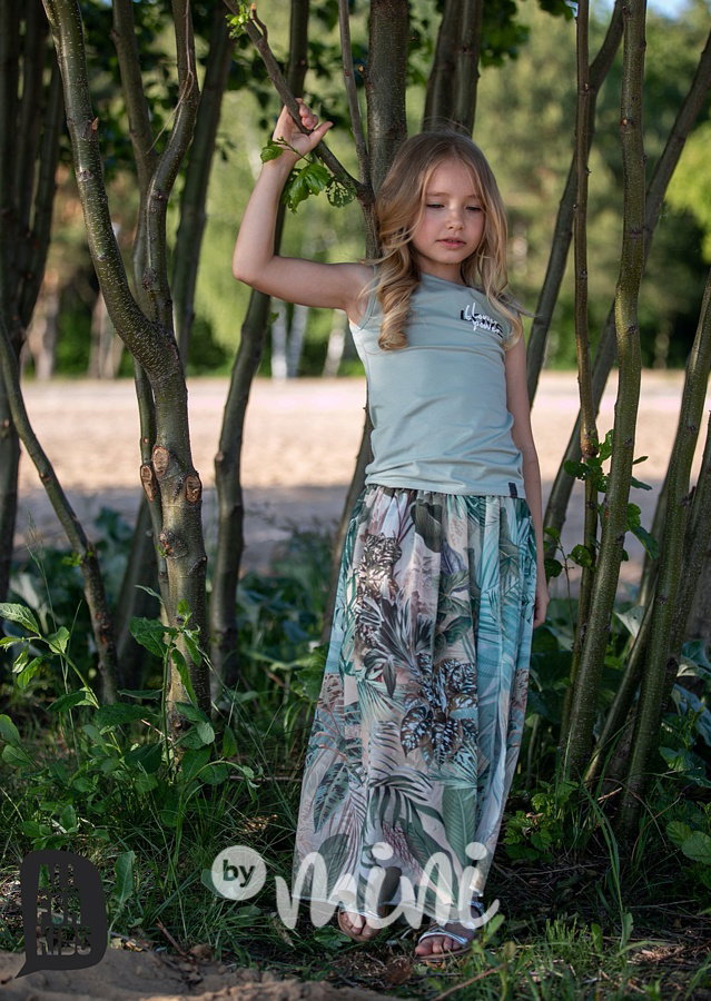 Flower midi sukně s všitými kraťasy - khaki