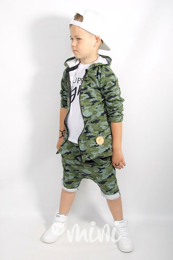 Dětská chlapecká army mikina s kapucí na zip