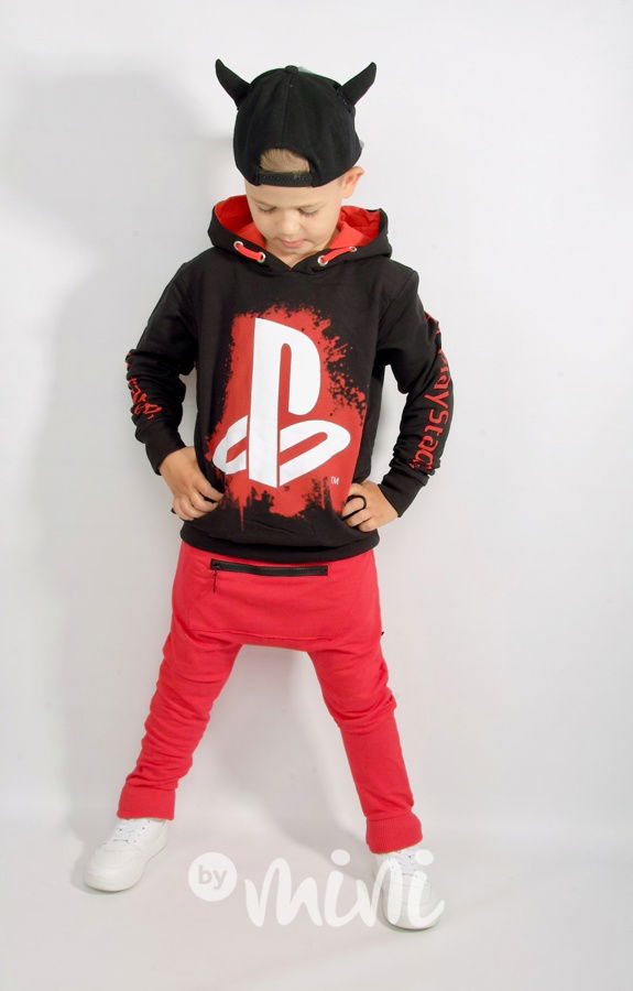 Playstation mikina - black/red