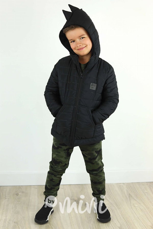 DINO fleece long bunda - černá
