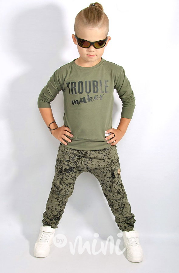 Dark khaki marble baggy kapsáče zip
